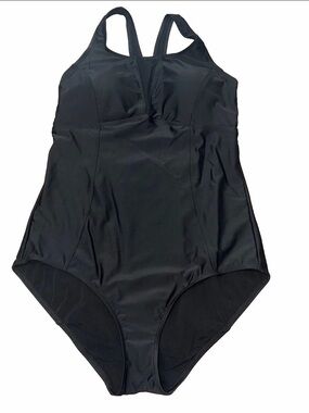 Torrid 0 (12) Large Black Wireless Racerback One Piece Swimsuit Classic Beach